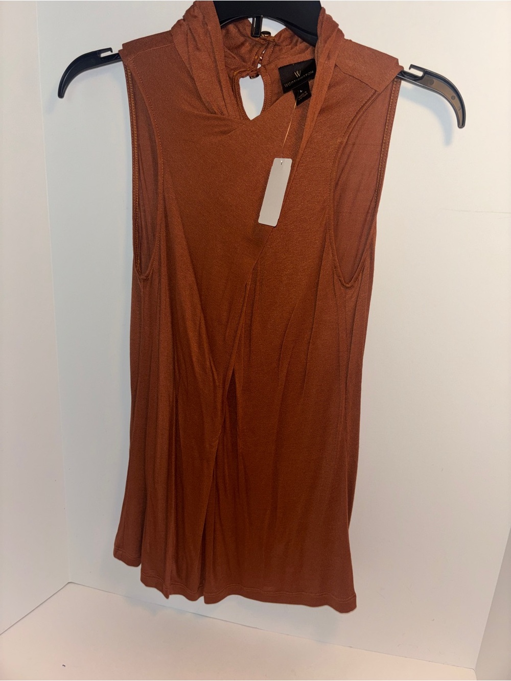Worthington Sleeveless Hooded Tank in Rust NWT